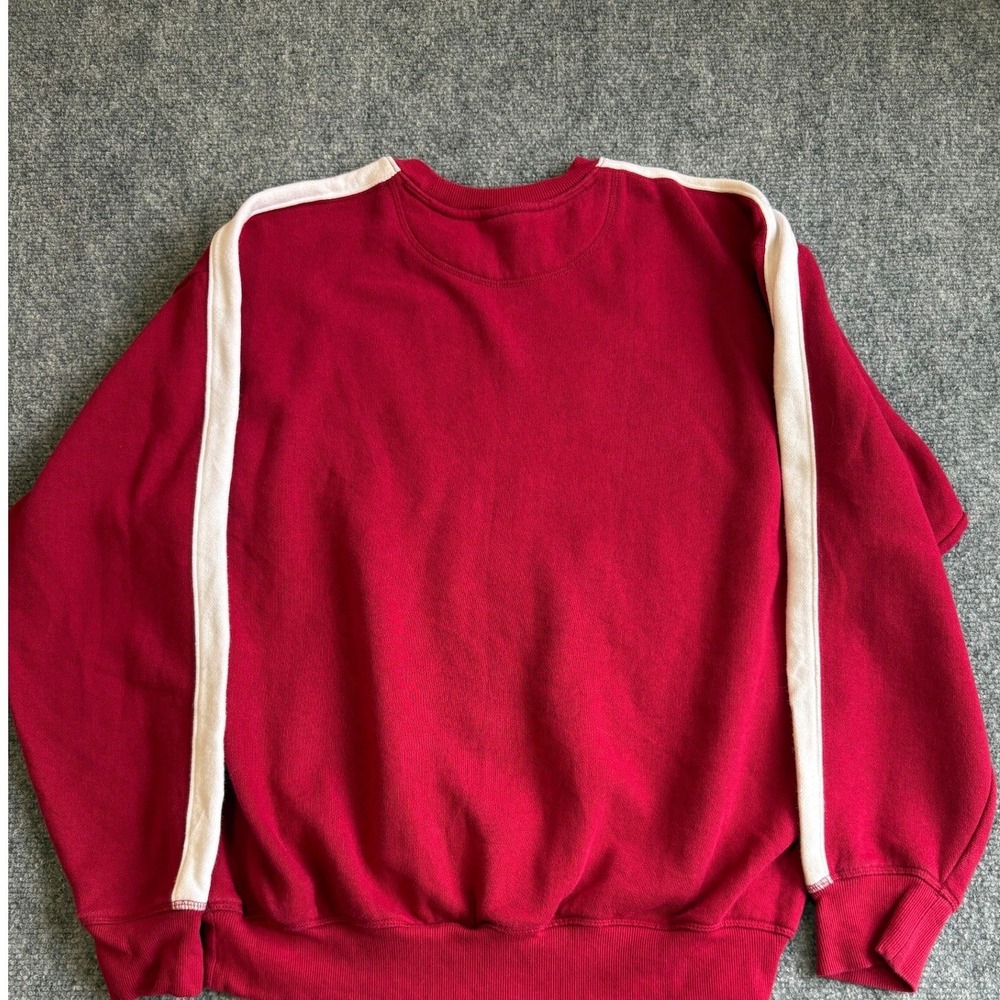 Victoria's Secret PINK Red Sweatshirt White Stripe Heart Patch Small - Picture 13 of 15